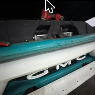 Teal truck tailgate close-up